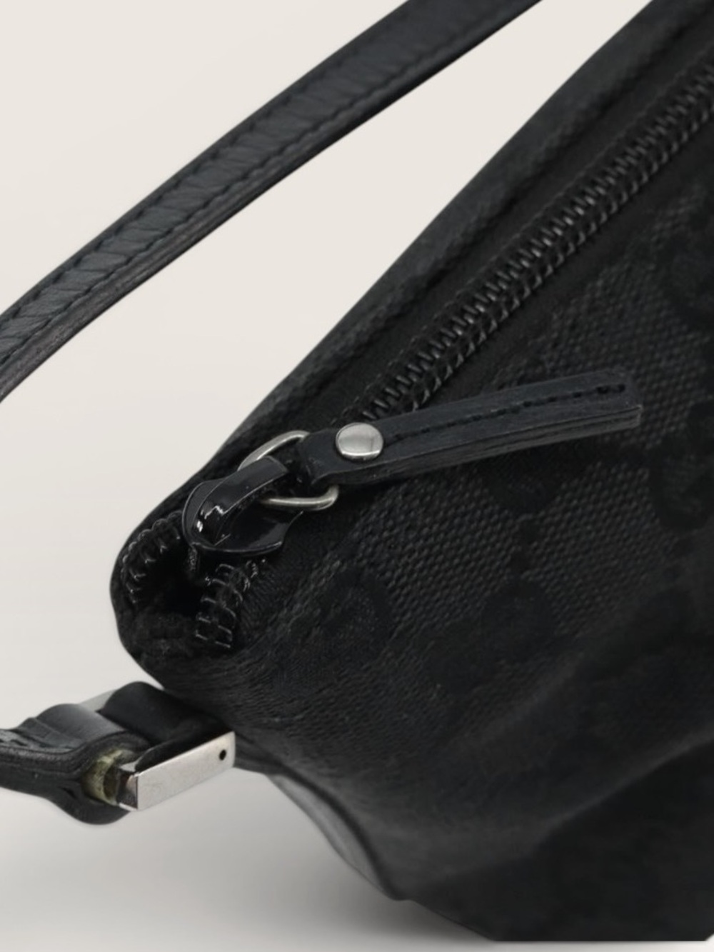 Gucci GG Canvas Boat Pochette Black Mini Shoulder Bag Silver Hardware - Picture 7 of 16